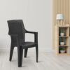 Nilkamal MYSTIQUE Plastic Mid Back with Arm Chair | Chairs for Home|Office – Outdoor – Garden | Dust Free |100% Polypropylene Stackable Chairs | Set of 2 | Iron Black