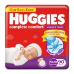 Huggies Complete Comfort Wonder Pants Newborn / Extra Small (Nb/Xs) Size (Up To 5 Kg) Baby Diaper Pants,90 Count,India’S Fastest Absorbing Diaper With Upto 4X Faster Unique Dry Xpert Channel