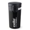 Cello Monty Vacuum Insulated | Travel Coffee Mug Hot and Cold with Lid | Double Walled Carry Flask for Travel, Home, Office, School | 300ml, Black (Stainless Steel)