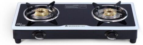 WONDERCHEF Platinum Glass Cooktop 2 Burner Glass Manual Gas Stove(2 Burners)