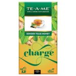 TE-A-ME Ginger Tulsi Honey Herbal Tisane, 25 Tea Bags | Herbal Tea for Immunity, Stress Relief | 25 Dry Tulsi Leaves, Ginger, and Honey Herbal Tea Bags