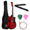 Juârez Acoustic Guitar, 38 Inch Cutaway, 038C with Bag, Strings, Pick and Strap, Black (Acoustic Guitar Kit, Red Sunburst)