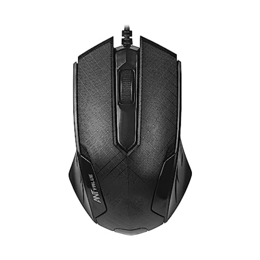 Ant Value OM100 Wired Optical Mouse, 1200 DPI 3 Button Corded Computer Mouse,Gaming Mouse Office Home Optical Ergonomic Mouse Plug in Mouse Compatible with MacBook PC Laptop - Black