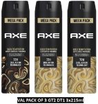 AXE Gold and Dark Temptation Deodorant Spray  –  For Men(645 ml, Pack of 3)