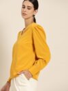 her by invictus Casual Solid Women Yellow Top