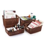Cello Style Knit Basket Without Lid, Set of 4, Brown,Plastic