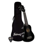 Juarez JRZ23UK/NA 23″ Concert Size Ukulele Kit, AQUILA Strings, Sapele Body, Rosewood Fingerboard, Matte Finish, with Bag and Picks, Natural Brown (21 INCH, Black Gloss)