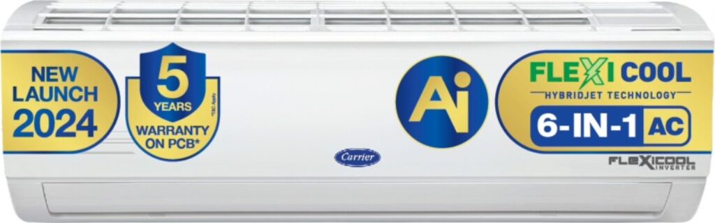 CARRIER 1 Ton 5 Star Split Inverter AC - White(12K ESTER NEO EXi INVERTER R32 SPLIT AC_CAI12ES5R34F1, Copper Condenser)