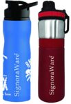 Signoraware Action 750ml and Egnite 750ml (Combo Single Walled Stainless Steel Fridge Water Bottle), 750ml+750ml, Multicolour