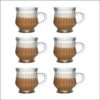 Yera 120ml Glass Tea Cup with Exquisite Design, Perfect for Regular Use and Serving Hot Tea – Glass Cup with Design, Set of 6