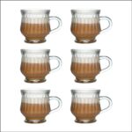 Yera 120ml Glass Tea Cup with Exquisite Design, Perfect for Regular Use and Serving Hot Tea – Glass Cup with Design, Set of 6