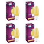 Philips LED Deco Yellow 0.5W Glass candle (Pack of 4)