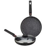 Amazon Brand – Solimo Aluminium 3 Piece Non-Stick Cookware Set with Detachable Handle | Granite Finish | Induction Base | Pfoa Free | High Temperature Resistant Exterior Coating | Black