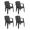 Nilkamal CHR2135 Plastic Mid Back with Arm Chair | Chairs for Home| Office – Outdoor – Garden | Dust Free |100% Polypropylene Stackable Chairs | Set of 4 | Weather Brown