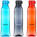 Amazon Brand – Solimo Premium Plastic Water Bottle Set | Square Body | Set of 3 |Multi Color | 1000 ml