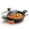 MILTON Pro cook Granito Induction Kadhai with Lid, 22 cm / 2.1 Litre, Black (Aluminium) | 2 Years Warranty