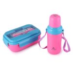 Attro Magic Combo Set 1 Lunch Box & 1 Water Bottle BPA Free Food Grade Perfect for School Kids – Blue Pink