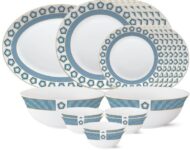 Larah by Borosil Pack of 21 Opalware Crystal Dinner Set(White, Microwave Safe)