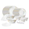 Larah by Borosil Bella Silk Series Opalware Dinner Set | 35 Pieces for Family of 6 | Microwave & Dishwasher Safe | Bone-Ash Free | Crockery Set for Dining & Gifting | Plates & Bowls | White