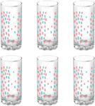 MILTON (Pack of 6) Treo D Ziner Torrent, Rainbow Sprinkles Glass Set Water/Juice Glass(316 ml, Glass, Clear)