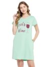 Clovia Women’s Cotton Printed Short Night Dress (NS1209H11_Green_3XL)