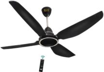 KUHL Brise E4 Stylish Power Saving 5 Star 1400 mm 4 Blade Ceiling Fan(BLDC Motor with Remote | Black | Pack of 1)
