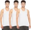 Lux Cozi 100% Cotton Men’s Sleeveless Round Neck, Modern White Vest Pack of 3 (White_95)