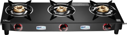 COOKSHINE byCookshine Smart Trio, ISI Marked LPG Stove (MS Body), Big Size Iron Manual Gas Stove(3 Burners)