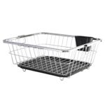 Kuber Industries Deluxe 17×22 Inch Utensils Basket Drainer for Kitchen & Vessels Drying Rack | Sink Bartan Stand & Dish Organizer Tokri with Water Strainer Tray & Spoon Holder Included