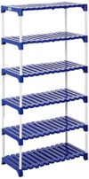 Amazon Brand – Solimo Stainless Steel Multipurpose Rack For Shoes And Clothes, 6 Racks, Blue