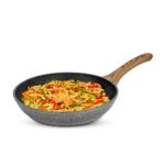 Anko Non-Stick 24 Cm (Dia) Aluminium Frying Pan | 3.5 mm Thickness | 4 Layer Non-Stick Daikin Coating | Wood-Look Soft-Touch Handle | Granite Omelette Egg Pan, Induction & Gas Fish Fry Pan, PFOA Free