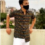 Home HouseOfCommon Men Printed Casual Dark Blue Shirt