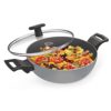 MILTON Pro cook Black Pearl Aluminium Induction Kadhai, 24 cm /2.8 L, Grey | 1 Years Warranty