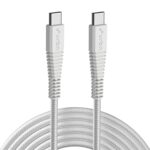 URBN 65W Fast Charging PD Cable – USB Type-C to Type-C, Unbreakable Nylon Braided, Charge & Data Transfer – Compatible with iPhone 15, Smartphones, Laptops, MacBooks – 5 Feet, White