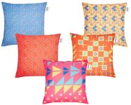 Amazon Brand – Solimo Poryst Polyester Printed Cushion Covers, Set of 5, 16 x 16 Inch