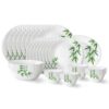 Larah by Borosil Bamboo Leaves Fluted Series Opalware Dinner Set | 33 Pieces for Family of 6 | Microwave & Dishwasher Safe | Bone-Ash Free | Crockery Set for Dining & Gifting | Plates & Bowls | White
