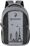 Pockester 35L Water Resistant Large Laptop/Office/College/School/Travel Casual Design Unisex Backpack (Fits up 15.6 inch laptop) (Grey)…