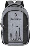 Pockester 35L Water Resistant Large Laptop/Office/College/School/Travel Casual Design Unisex Backpack (Fits up 15.6 inch laptop) (Grey)…