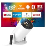 Ant Esports View 521 Smart LED Projector – White | 720P Native & 4K Support I 2500 Lumens I WiFi + BT, Android 9 I HDMI/USB I Upto 130″(330cm) Max Screen I Speaker Power 3W I Included 120″ Screen
