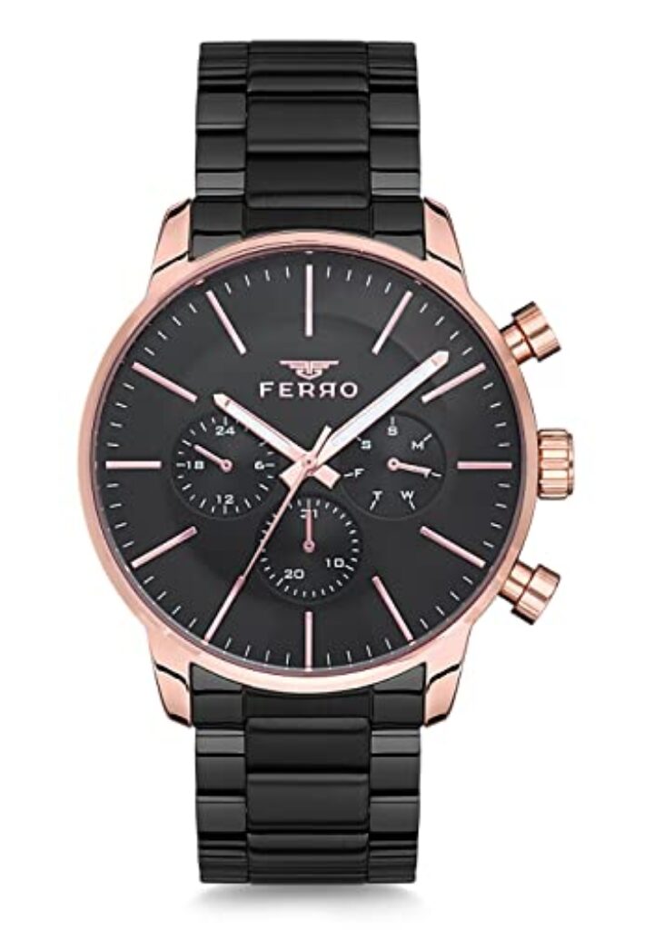 Ferro Aversa Analog Black Dial Men's Watch-FM1774A-R