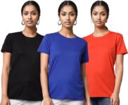 HouseOfCommon Solid Women Round Neck Multicolor T-Shirt