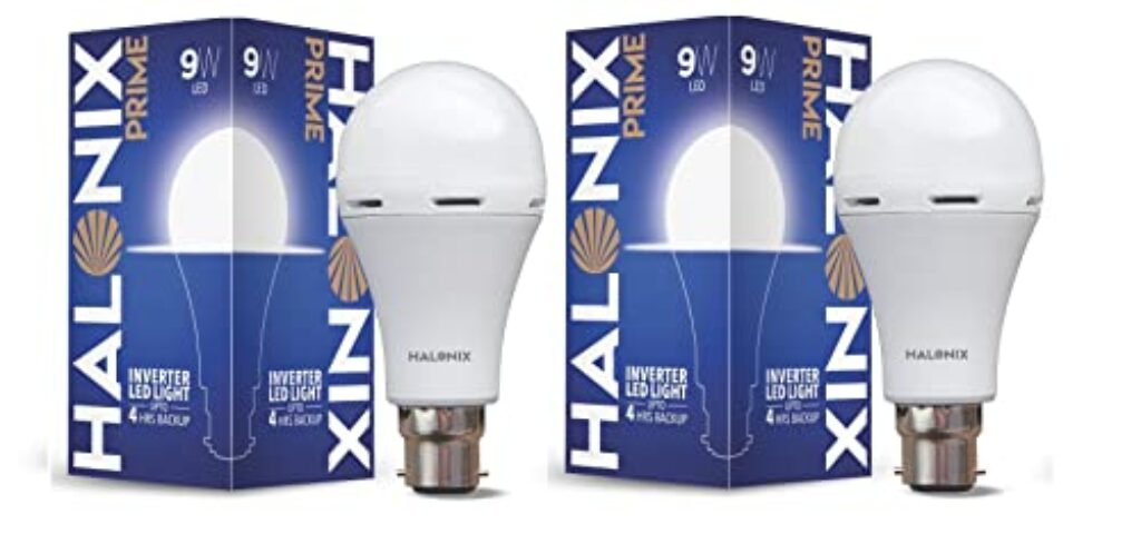 Halonix Rechargeable Emergency Inverter Led Bulb B22 9-Watt - White Pack Of 2(B22D)