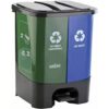 Nayasa Plastic 2 In 1 Dustbin Big | 33 Liter | Pedal Dustbin | With Lid and Detachable Bin | Garbage Waste Bin with Handle | Dustbin for Kitchen-Bathroom | Wet & Dry Waste Bin | Green & Blue