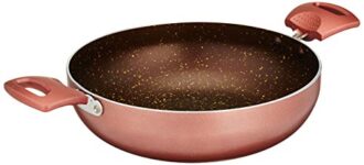 Amazon Brand – Solimo Aluminium Non Stick Kadhai (24cm, Granite finish, 5 layer coating, Induction and Gas stove compatible), Black