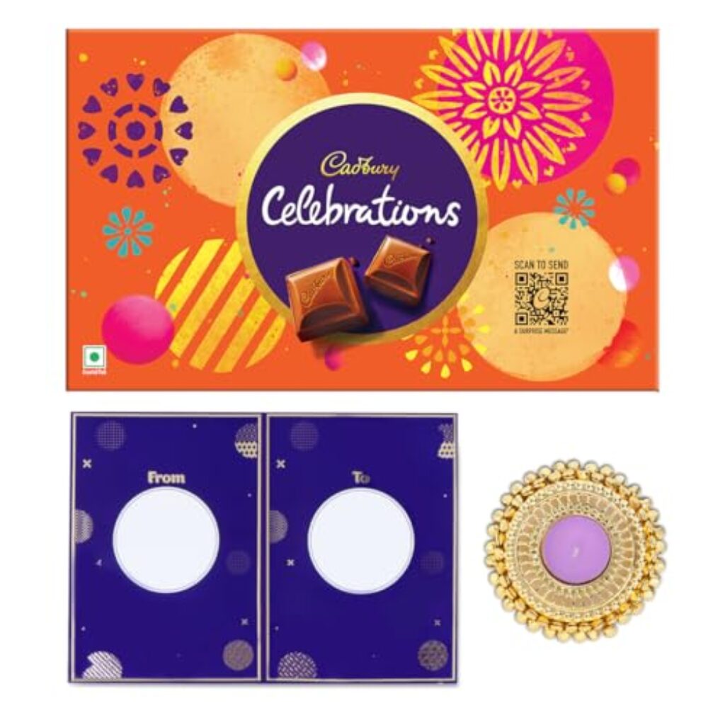 Cadbury Celebrations Chocolate Combo Diwali Gift Pack with Greeting Card and Diya, 189.6 g