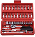 OKASTA High Quality 1/4-Inch Tool Ratchet Wrench Kit Household Socket Set(Pack of 46)