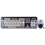 ZEBRONICS Companion 301 2.4GHz wireless keyboard & mouse combo with UV Printed, Retro style keys, 104 + 12 Integrated Multimedia Keys, 1600 DPI, High Precision (Black + Grey)