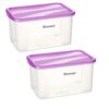 Floraware Plastic Food Safe Multiuse Storage Container, Fridge Storage Container with Lid, BPA Free, 2000ML (Purple, 2)