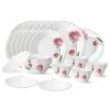 Larah by Borosil Nargis Fluted Series Opalware Dinner Set | 31 Pieces for Family of 6 | Microwave & Dishwasher Safe | Bone-Ash Free | Crockery Set for Dining & Gifting | Plates & Bowls | White