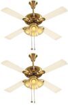 Usha Fontana Orchid 1280mm Ceiling Fan with Decorative Lights (Gold Ivory) Pack of 2